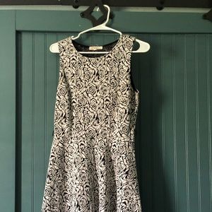 Black and White Floral Pattern Dress
